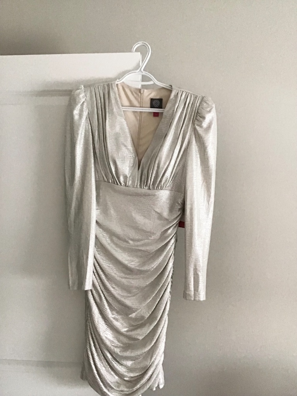 NWT Vince Camuto metallic warm silver dress size 6
